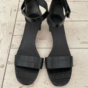 Vince Black Croco Heeled Sandals Size 8.5